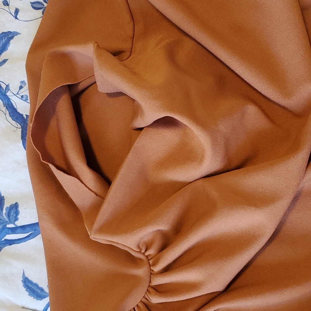 Dark Orange Poly/Elastane Stretchy Cowl Neck With… - image 3